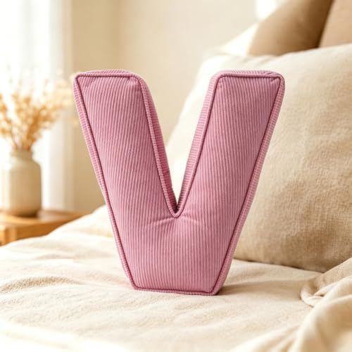 Pink Letter Plush Pillow, Letter Hugging Throw Pillows, Decorative Corduroy by Shapeazy