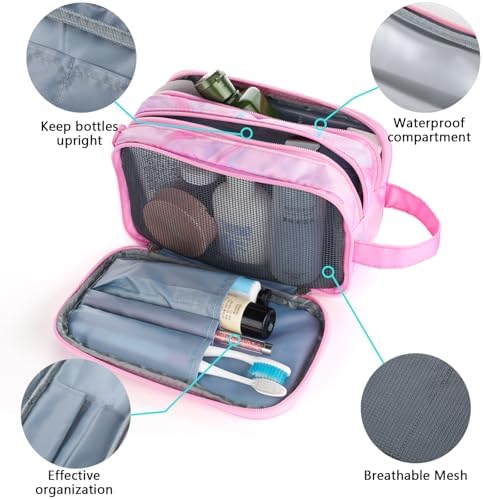 Pink Toiletry Bag for Girls, Travel Toiletry Bag for Teen Girls Cosmetic Bag - Image 3