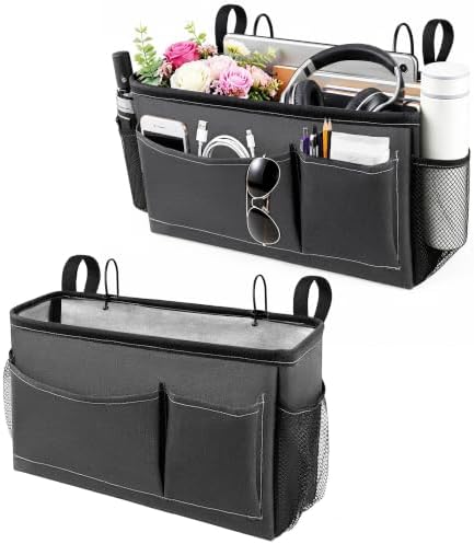 Fab totes Bedside Caddy for Dorm Bed, Bedside Storage Bag Hanging Organizer by Fabtotes