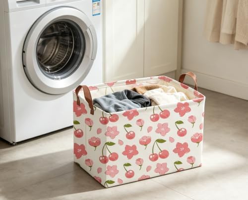 Rectangular Cherry Basket Girls Baskets Storage Bins Room Decor Cute Organizer - Image 4