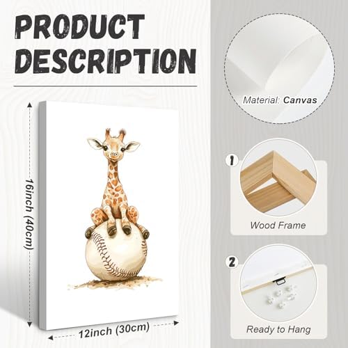 Sports Nursery Wall Art Baby Boys Room Canvas Pictures Safari Animal Wall Decor - Image 2