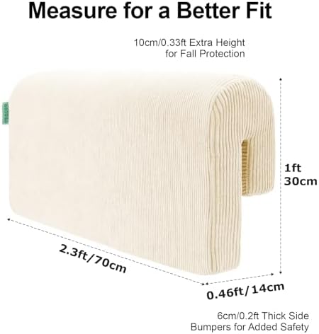 AEOCOO Bed Rail Bumpers for Toddlers, J-Shaped 2.3 Ft Kid Bed Bumpers Beige - Image 3