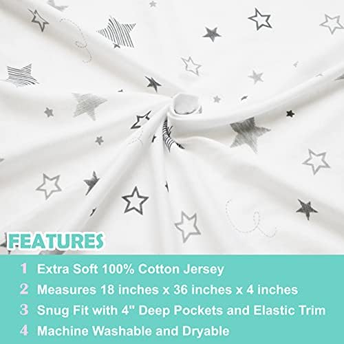 American Baby Company 100% Natural Cotton Fitted Cradle/Bassinet Sheet 36" x 18" - Image 2