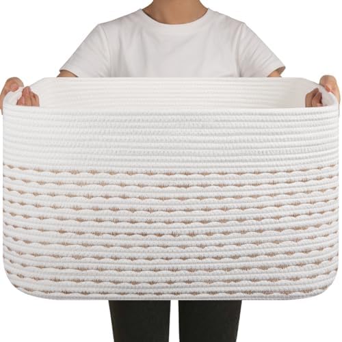 OIAHOMY 75L Large Blanket Basket Rectangle Storage Basket Light Yellow by MasterofSpaceOptimization