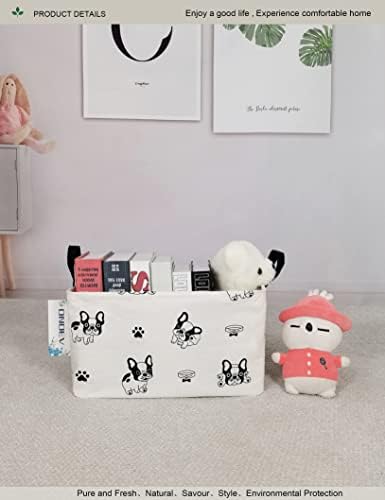 Rectangular Fabric Storage Bin, Foldable Bulldog print Basket - Image 5