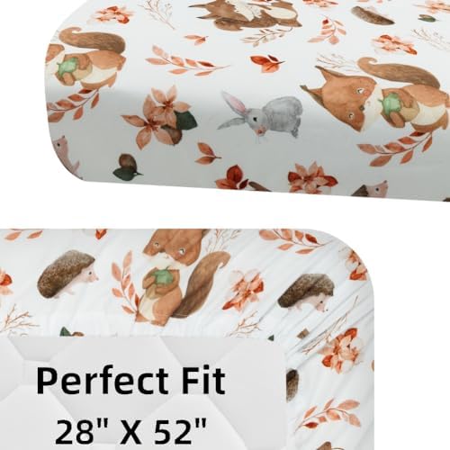 4 Pack Woodland Forest Animals Wood Neutral Unisex Fitted Baby Crib Sheets Set - Image 6