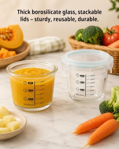 SosekiBaby 4 Pack 7oz Glass Baby Food Storage Containers, Leak-Proof - Image 5