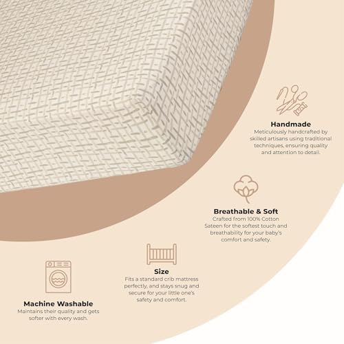 Crane Baby Neutral Hashtag Fitted Crib & Toddler Sheet, 100% Cotton, Breathable - Image 2