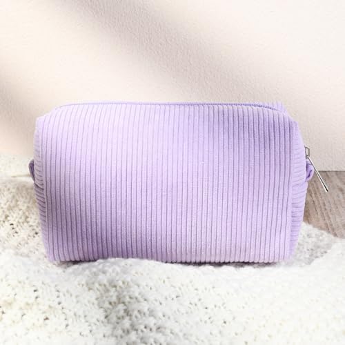 SOIDRAM 2 Pcs Corduroy Makeup Bag Large Cosmetic Bag Toiletry Bag Makeup Pouch - Image 7