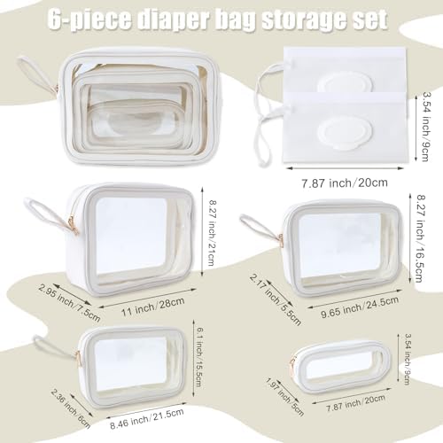 6-Piece Diaper Bag Organizer Pouches Set, TPU Waterproof Clear Packing Cubes - Image 5