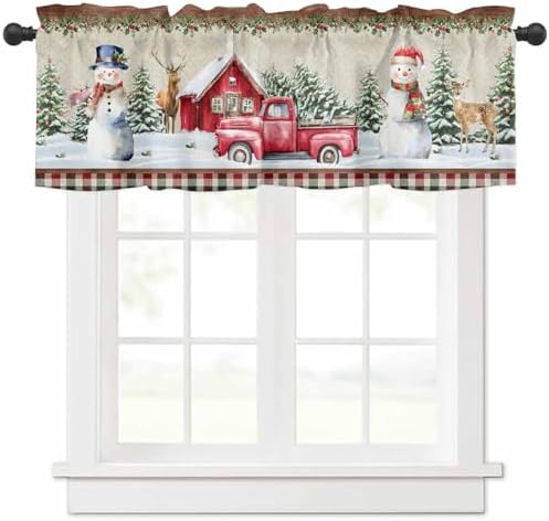 Vandarllin Christmas Farmhouse Kitchen Curtains Valances by VandarllinHomeKitchenDecor