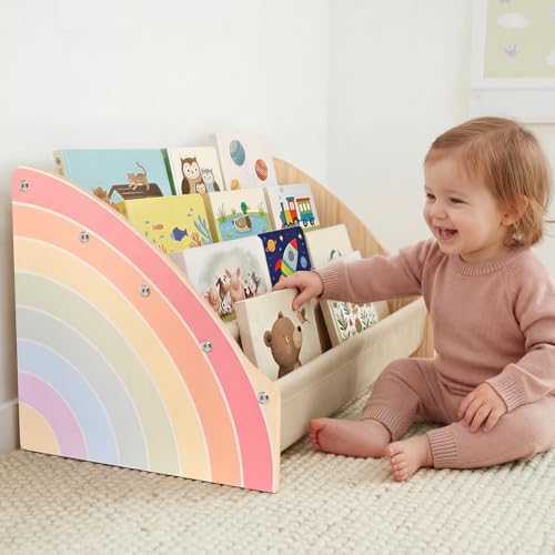 Toddler Bookshelf 4 Tier Solid Wood Montessori Nursery Book Organizer Kids by Unknown