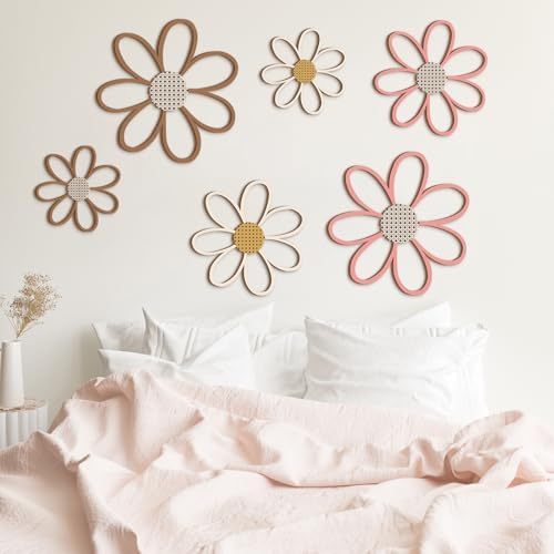 Thyle 6 Pcs Daisy Wall Decor Wooden Flower - Image 6