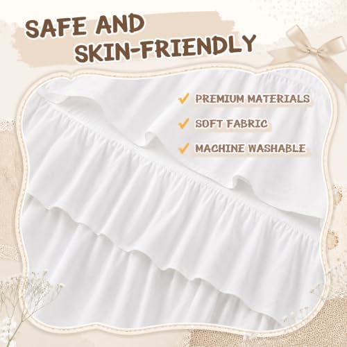 Hahafelt White Crib Skirt for Baby Girls Boys, 100% Washed Cotton Bed Skirt - Image 6