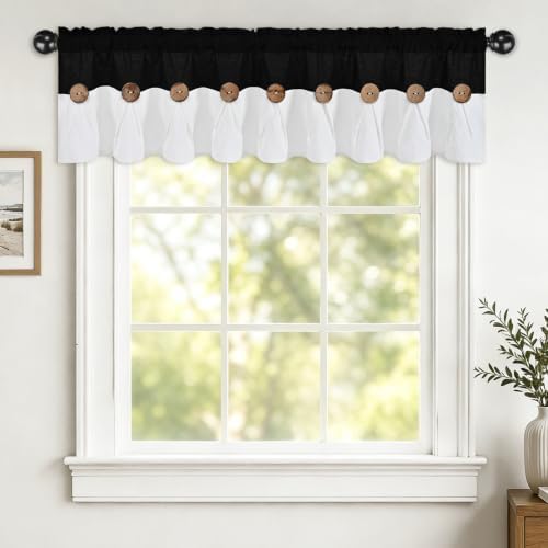 FRAMICS Farmhouse Valance Curtains, Boho Cotton Linen Kitchen Valance, Rustic by FRAMICS