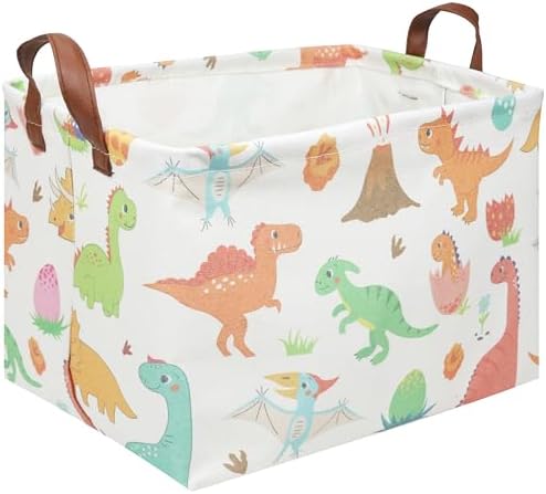 Rectangular Easter Dinosaur Basket, Waterproof kids toy storage box bedroom by FXOCSHE