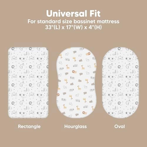 2-Pack Baby Bassinet Sheets Girl, 33x17 Bedside Sheets - Image 3
