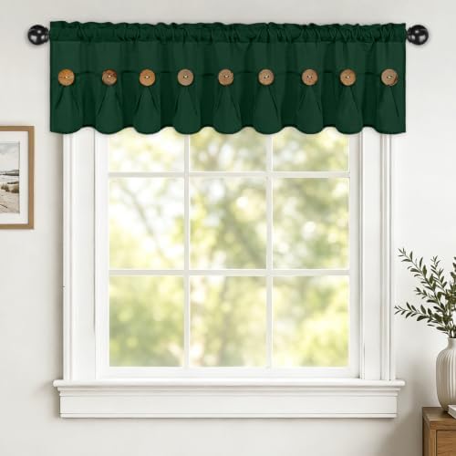 FRAMICS Farmhouse Valance Curtains, Boho Cotton Linen Kitchen Valance, Rod by FRAMICS