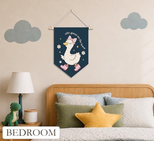 KDHTY Navy Blue Goose Nursery Canvas Hanging Pennant Flag Banner, Girls Room - Image 2