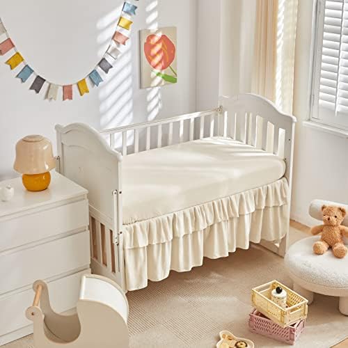 Tufted Ruffle Crib Bedding Set 3 Pieces Baby Boho Quilted Comforter - Image 6
