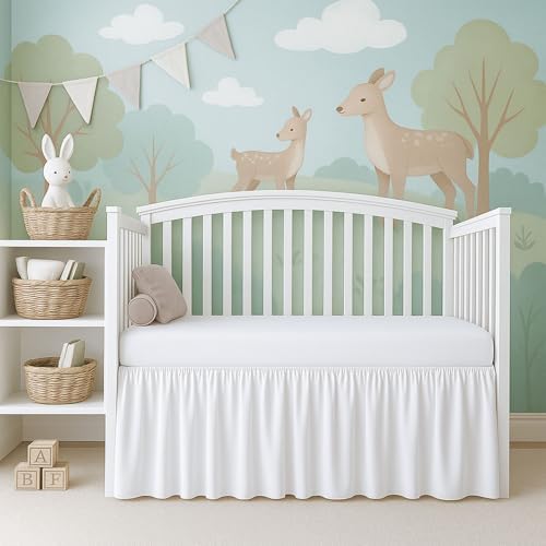 Cottignton Lane Ruffled Crib Bed Skirt, Soft Nursery Bedding in 100% Natural by CottingtonLane