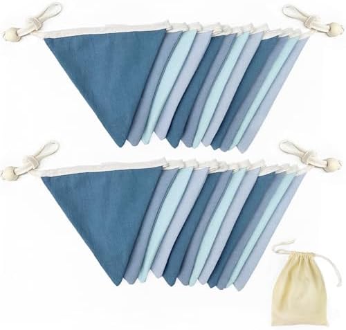Dusty Blue Party Decorations 2 Strings Dusty Blue Pennant Banner Flags Garland - Image 3