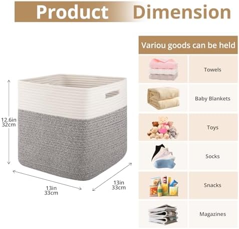 OIAHOMY 13 Inch Cube Storage Bins, Insert Storage Baskets - Image 2