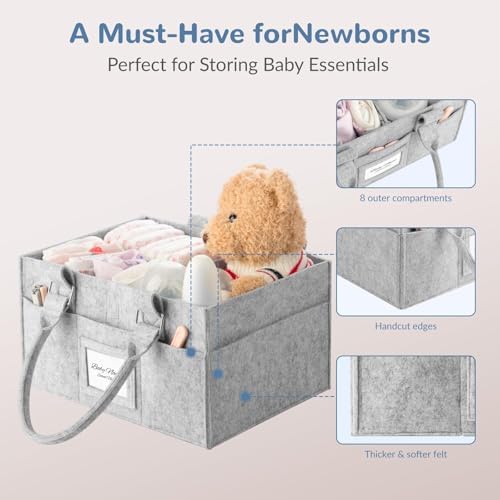 Baby Diaper Caddy Organizer, Collapsible Nursery Storage Basket - Image 2