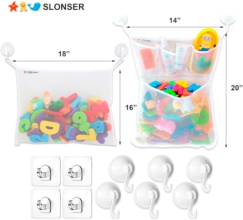 Bath Toy Storage Organizer for Bathtub – Large Mesh Bath Toy Holder & Bath Toy - Image 3