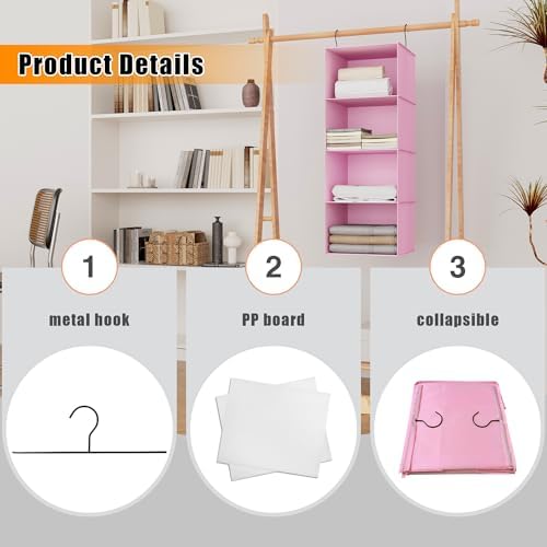 Hanging Closet Organizer 4-Shelf, Oxford Fabric Wardrobe Storage - Image 6