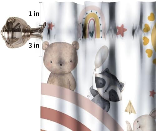 Boho Valance Curtains Rustic Colorful Cartoon Rainbow Animal Sun Pattern Window - Image 3