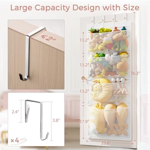 Criusia Stuffed Animal Storage, Over the Door Organizer - Image 3