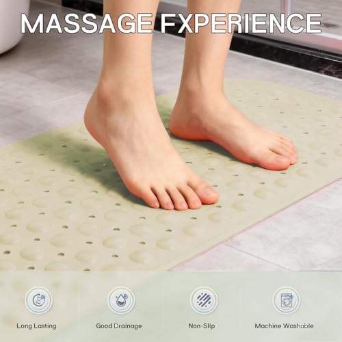 Anti-Slip Bathtub Shower Mat 40×16 Inch Opaque Khaki - Image 4