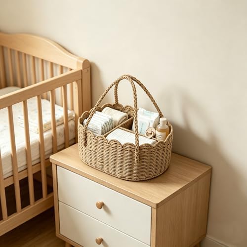 Diaper Caddy Organizer, Paper Rope Storage Baskets Nursery Bin - Image 6
