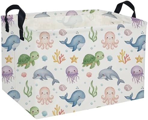 Rectangle Kids Baskets Ocean Basket Cute Storage Bin Fish Box by DDBASKET