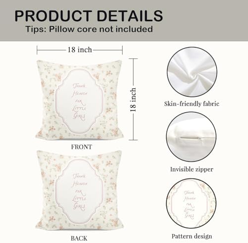Floral Throw Pillow Cover 18x18 Inches, “Thank Heaven - Image 2