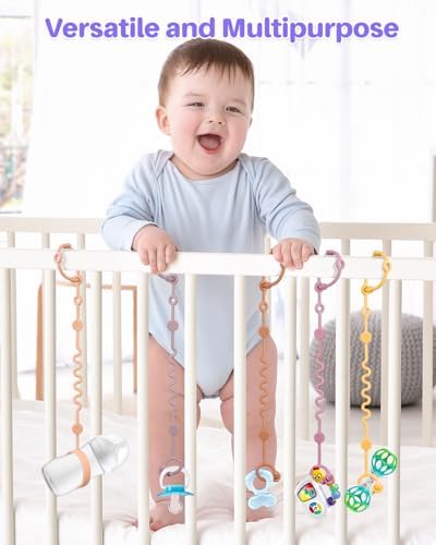 LittleHugs Toy Straps for Baby, Silicone Tether Pacifier Clip, No Throw Travel - Image 2