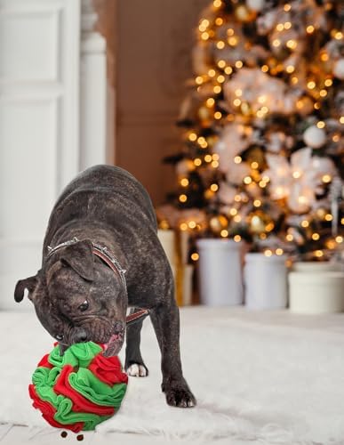 Glory To Dog Medium Breed Snuffle Puzzle Ball Toy Christmas Green/Red Large - Image 3