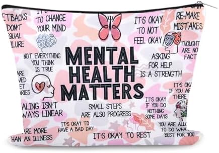 Positive Mental Health Makeup Bags Inspirational Encouragement Travel Cosmetic by Sudaporn