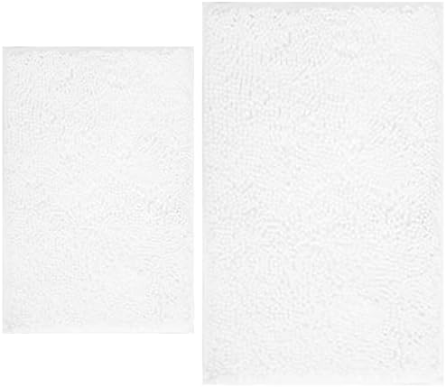 BOANKODU White Bathroom Rugs Sets 2 Piece, Soft Chenille Bath Mat Absorbent by BOANKODU