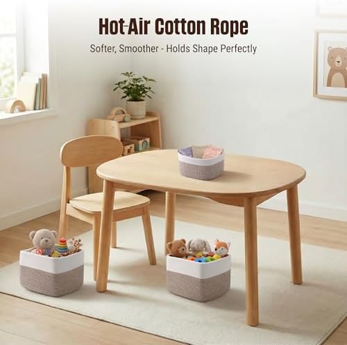5-Pack Storage Cubes Woven Rope Baskets, 2 Sizes Organizer Bins - Image 5