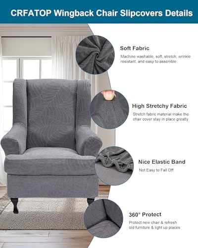 CRFATOP Wingback Chair Covers Wing Armchair Slipcovers - Image 2