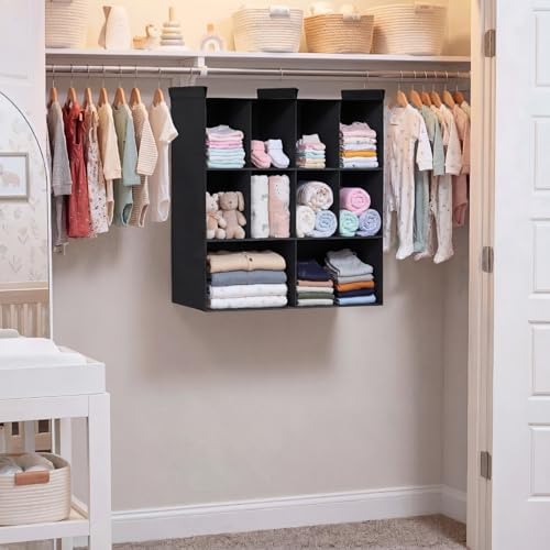3 Tier Hanging Closet Organizer, 10 Compartments Dual Row Storage - Image 2