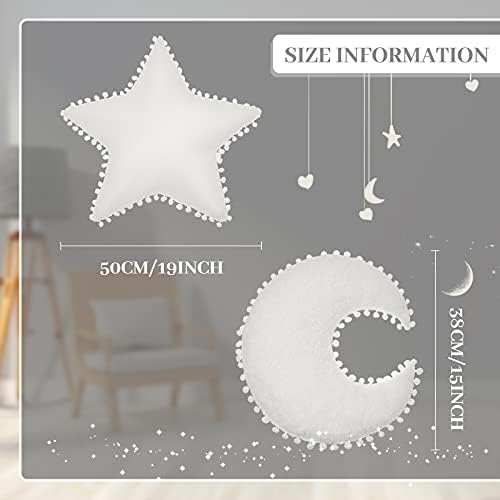 Jetec 2 Pieces Star Pillow Moon Shaped Pillow Creative Star Moon Plush Pillows - Image 2