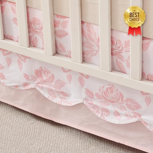 Brandream Scallop Edge Organic Cotton Crib Skirt Girls Toddler Bedskirt Baby - Image 2