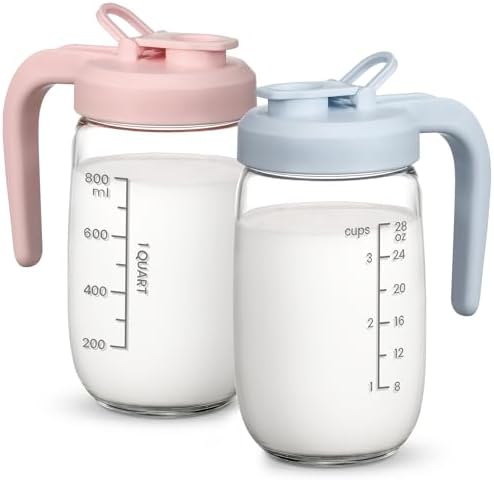 2 Pack Breast Milk Pitcher 32 OZ, Heat & Cold Resistant, Sudden Temperature Safe by POIKSHARK
