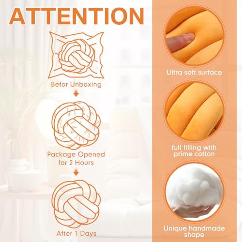 Namalu 7.87 Inches 2 Pcs Knot Pillow Decorative Throw Pillow, Caramel Color - Image 2