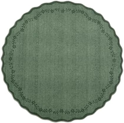 GarveeHome Large Round Rug 8ft Scalloped Washable Circle Living Room Rug - Image 5
