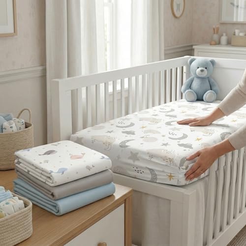 4 Pack Bassinet Fitted Sheets Compatible - Image 5