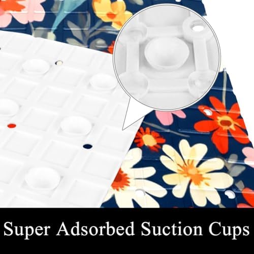 Bathtub Mat Non Slip 26.8x15.1 Inch, Colorful Flower Shower Mat - Image 3
